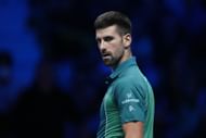 Novak Djokovic in action against Hubert Hukracz at the 2023 ATP Finals